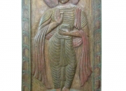 Hand carved buddha wall panel standing buddha in vitarka mudra architectural wall sculptur